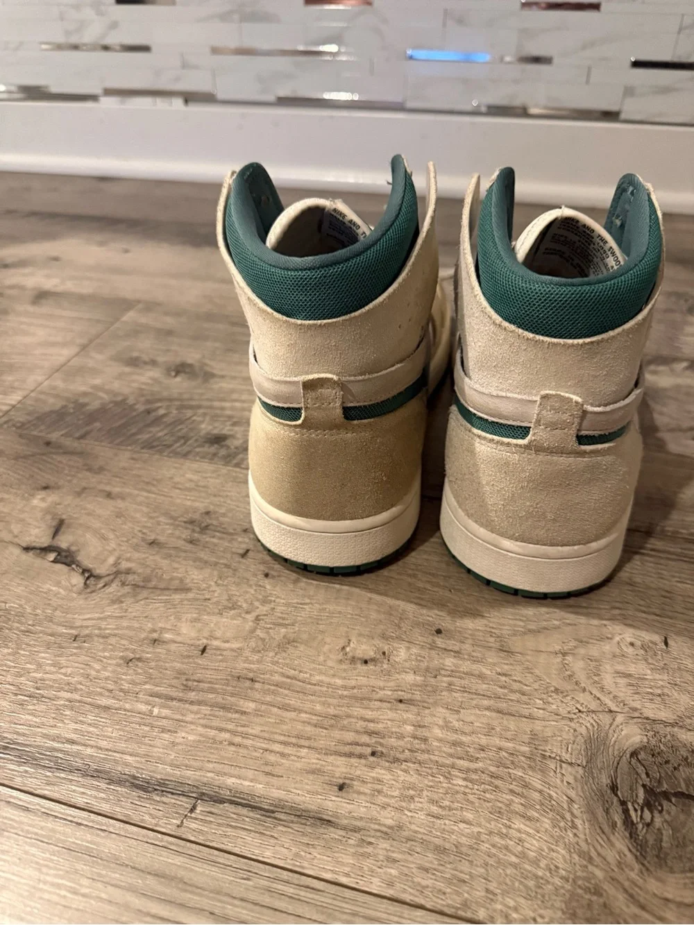 Jordan Teal and Cream High-Top Sneakers